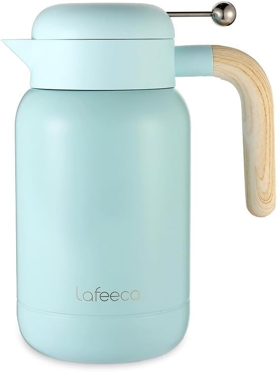 Aura Jarra térmica para café – Tetera y jarra de agua de acero inoxidable con aislamiento al vacío, mantiene las bebidas calientes o frías, sin BPA, dispensador de bebidas – 51 oz azul