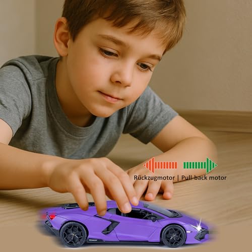 JAMARA 402619 Lamborghini Revuelto Diecast 1:32 inkl. Knopfzellen - Modellauto Spielzeug, Kinder Car, Model Miniatur Fahrzeuge, Geschenkidee Kids, Türen Manuell öffnen/schließen