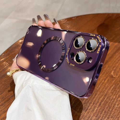 Étui magnétique galvanisé iPhone 13 Pro au design violet élégant