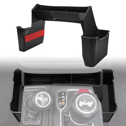 Huidnnas 3PCS Gear Shift Organizer Tray Compatible with 2018-2024 2025 Jeep Wrangler JL JLU 4xe &2020-2024 2025 Gladiator JT Center Console Organizer for Jeep Wrangler Accessories (Not for JK/JKU)