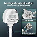 AUNNO Extension Lead with USB Slots, 8 Way Sockets Outlets with 2 USB-A Ports and 1 USB-C Ports, 1.8M Extension Cable with Switch Surge Protected Power Strips, UK Multi Plug Adapter Electrical Cords - Image 3