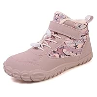 AONEGOLD Barefoot Winter Boots for Children Warm Lined Anti-Slip Lightweight Shoes Comfortable and Waterproof Booties Outdoor Walking Boots(Pink,29 EU)