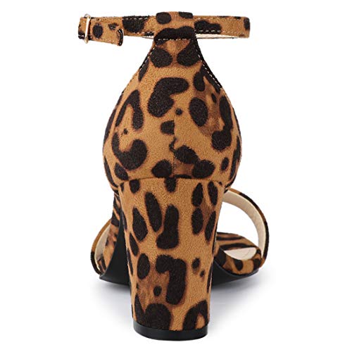 Allegra K Women's Open Toe Printed Ankle Strap Chunky High Heel Sandals4