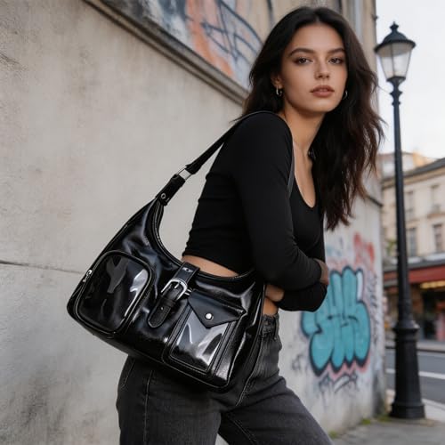 Bolso de mano de moda tipo Itabag con ventana transparente e insertos 2