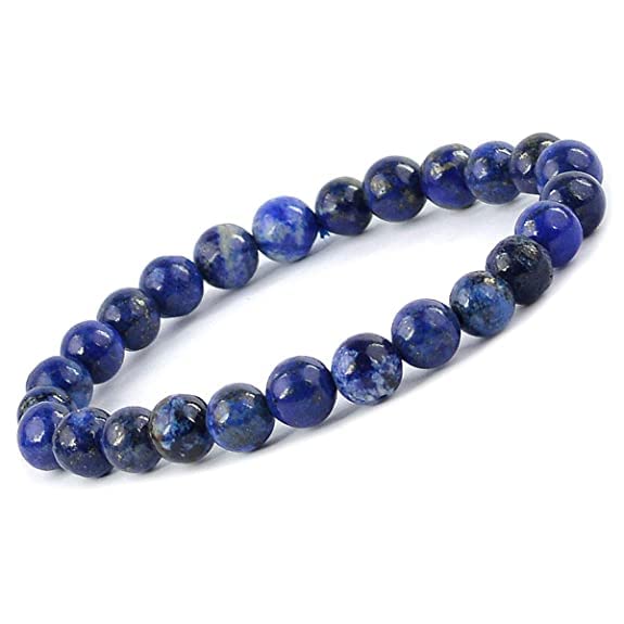 GenericJINALI GEMS Lapis Lazuli Bracelet 8 mm Round Bead - Stone Bracelet for Unisex (Color: Blue)