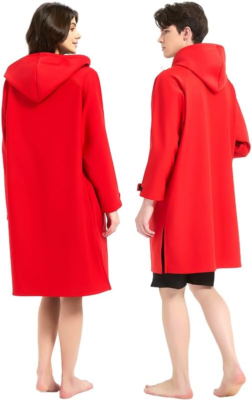 Waterproof Swimming Parka, Windproof Fleece Lined Surf Poncho Coat, Water Resistant Oversized Jacket for Swimming - Image 2