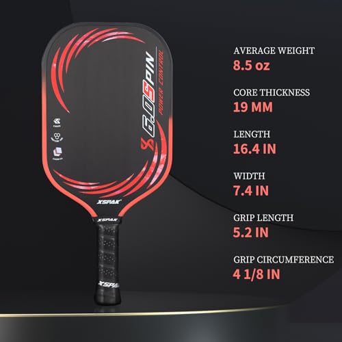 Image of XS XSPAK Carbon Fiber Pickleball Paddle - Tournament Edition - World Champion Surface Technology Options Pickleball Racket - USAPA Polypropylene Honeycomb Paddle with Cushion Comfort Grip