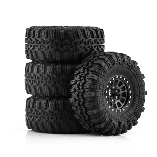 1.0 Beadlock Wheels and Tires 4pcs Aluminum Rim with 7mm Sle