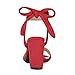 Allegra K Women's Open Toe Ankle Tie Back Chunky Heel Red Sandals 8 M US