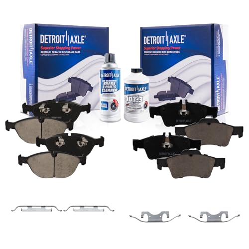 Image of Detroit Axle - AWD Brake Pads for 2006 Mercedes-Benz E350, 2004-2006 E500, 2003-2006 S430 S500, Front and Rear Ceramic Brake Pads with Hardware Replacement