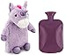 HomeTop Premium Classic Rubber Hot Water Bottle with Cute Unicorn Cover (1L, Purple)
