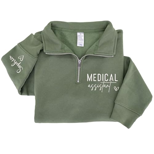 Chillever Personalized Medical Assistant Quarter Zip Sweatshirt, Embroidered Graduation Gifts, Custom Shirt for Student, Appreciation & Birthday Gift for Medical Assistants