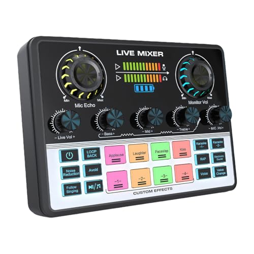 Mezclador de tarjeta de sonido con reductor de ruido y cambiador de voz dinámico para karaoke