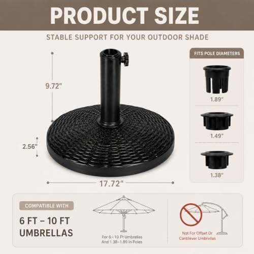 SimpleLux 22 Lbs 17.72 Inch Round Umbrella Stand, Heavy Duty Weighted Base for Outdoor Market Parasols, Stable Holder for Patio Deck Lawn Garden Poolside, Black by SimpleLux - Used condition - Image 7