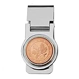 2002 Germany 5 Euro Cent BU Uncirculated Coin Silver Gold Two Toned Hinged Money Clip NEW - Oak Leaves