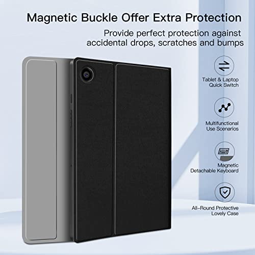 Juqitech Backlit Keyboard Case For Samsung-Galaxy-Tab A8 10.5 2022 Smart Soft Case With Bluetooth Keyboard For Galaxy Tab A8 10.5" Sm-X200/X205/X207 Detachable Wireless Keyboard Tablet Cover, Black #TOP5