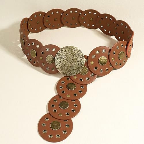 Boho Belt,Chunky Disc Belt Western Style,Soft Boho Belt for Woman,Circle Waist Belt for Dress Jeans2