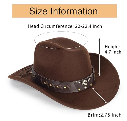 image for Eohak Womens Western Cowboy Hats Studded Pinched Western Cowgirl Hats 