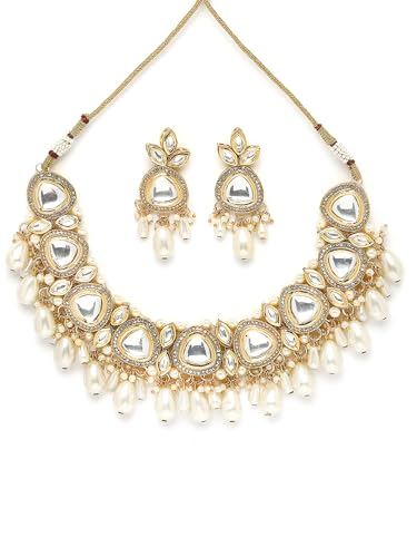 Image of Karatcart Polki Kundan Jewellery Set for Women