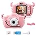 GREPRO Kinder Kamera, 2.0”Display Digitalkamera Kinder Geschenke für 3 4 5 6 8 7 9 Jahre Jungen und mädchen, 1080P HD Anti-Drop Fotoapparat Kinder für Weihnachten, Geburtstag Spielzeug Geschenke Pink