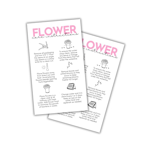Fresh Flower Care Instructions Cards | 50 pk 2x3.5” Kraft Look Hangtag Kit Food Recipe Granule Plant Care Florist Enclosed Tag Business Guide