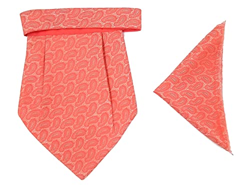 Image of formal cravat set for men with pocket square Men's Cravat Necktie, Self Design Microfiber Dark Multi color Free Size