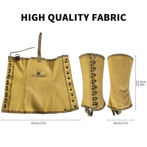 SUNRISING WW2 Army Canvas Gaiters for Men，WWII US M1936 Canvas Leggings Gaiters Puttee Boot Gaiters for Men Hiking - Khaki - Thumbnail 5