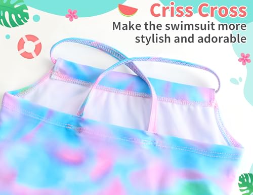 Image of TENVDA Girls Swimsuit Summer Beach Sport Halter Bathing Suits One Piece Swimwear for 2-12 Years Old Kids