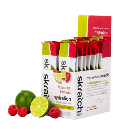 Skratch Labs Hydration Packets- Hydration Sport Drink Mix, Raspberry Limeade With Caffeine (20Ct)- Electrolyte Powder Developed For Athletes And Sports Performance, Gluten Free, Vegan, Kosher #TOP23