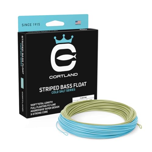 Cortland Striped Bass Float Saltwater Fly Line, Aqua Green/Sky Blue 100ft, WF8F