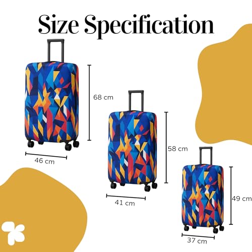 Image of AMPEREUS Trolley Bag Cover Set of 3 - Stretchless, Waterproof and Polyester Fabric with Multicolour Abstract Print Luggage Cover for Small, Medium & Large Size Suitcase Cover (20, 24 & 28 Inch)