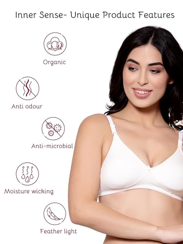 Image of Inner Sense Bra for Woman Made with Organic Cotton and Bamboo I Demi Cups Backless Bra for Woman with Removable Straps and Transparent Back I Non Padded Wire-Free Innerwear