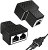 Jaimela 2 Pezzi RJ45 LAN Connettori Splitter Adattatore da 1 a 2 Connettore, Doppio Socket per Ethernet Cat 5/6/7/8 LAN Cavo