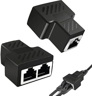 Jaimela 2 Pezzi RJ45 LAN Connettori Splitter Adattatore da 1 a 2 Connettore, Doppio Socket per Ethernet Cat 5/6/7/8 LAN Cavo