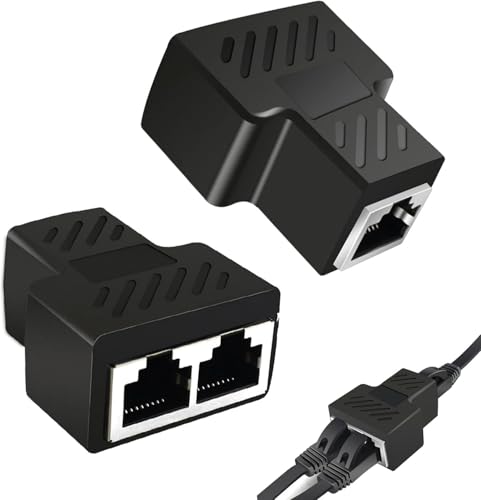 Jaimela 2 Pezzi RJ45 LAN Connettori Splitter Adattatore da 1