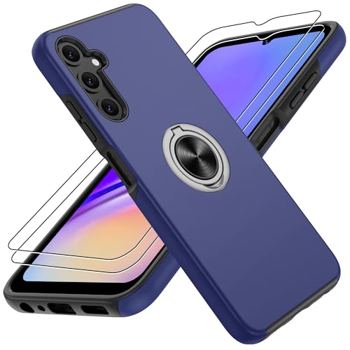 Gritup for Galaxy A05S Case with HD Screen Protector×2,Shockproof Phone Case with 360° Magnetic Ring Holder Kickstand Phone Case for Galaxy A05S,Blue