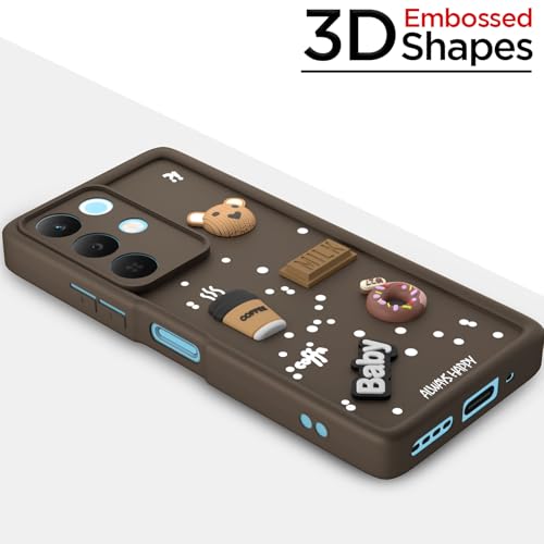 Image of Outlouders Back Cover for Realme Narzo 90X 5G / Realme C85 5G / Realme 15X 5G | 3D Cartoon Bear Cute Fun Silicone Full Body Protection Bumper Case (Brown)