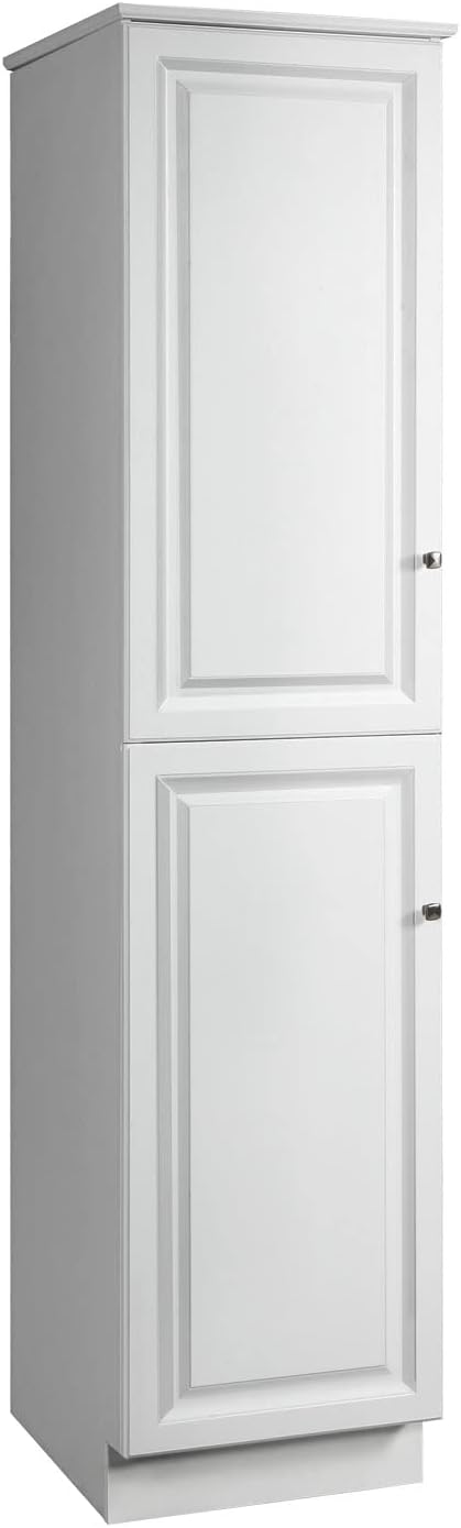 White Semi-Gloss Adjustable Shelving Bathroom Linen Cabinet