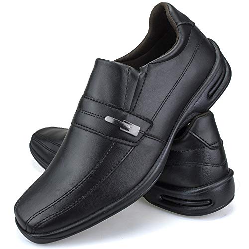 Kit 2 Pares de Sapato Social Conforto com e sem Cadarço Preto