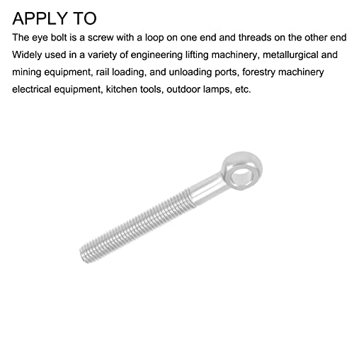 Image of METALLIXITY Shoulder Swing Lifting Bolt (M10x80mm) 2Pcs, 304 Stainless Steel Eye Bolts - for Home Renovation, Pipeline Gate Valves Fasteners, Silver