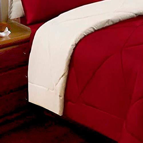 Jogo de Cama Casal 6 peças com Edredom e Lençol Vermelho e Palha Casa Dona