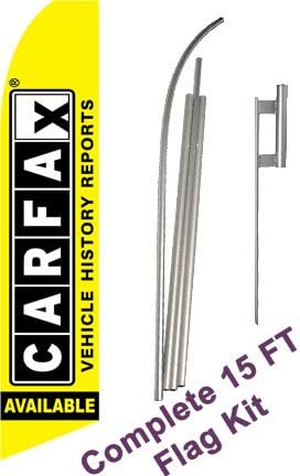 NEOPlex -"CARFAX" Complete Flag Kit - Includes 12' Swooper Feather Business Flag with 15-Foot Anodized Aluminum Flagpole and Ground Spike