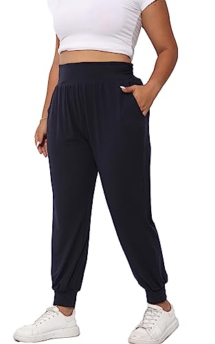 Sniper First Women's Sweatpants Casual Loose Fit Elastic Waist Joggers Pocketed Yoga Workout Sports Lounge Trousers Dark Blue