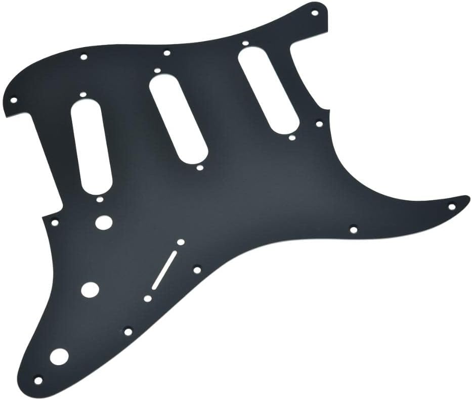 Dopro 11 Hole Matte Aluminum Strat SSS Pickguard Metal Anodized ST Pick Guard Scratch Plate for USA/Mexico ST/Strat Matte Black