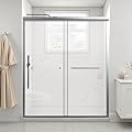 56-60 in. W x 72 in. H Double Sliding Shower Door with 2 Stainless Steel Handle, Semi-Frameless Glass Shower Door with 1/4 in. Tempered Clear Glass, Easy to Clean & Easy to Install, Chrome