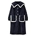Robe de Chambre Garniture de Dentelle Creuse Scorpion Mode Peignoir en Peluche Coton Doux Moelleux pour Femmes Hiver Automne Chemise de Nuit à Revers Ample Grande Taille Bleu Marine(Size:Petit)