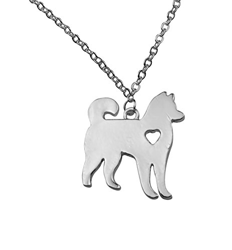 Art Attack Stainless Steel I Love My Husky Chain Necklace, Dog Mom Siberian Alaskan Malamute Akita Lover Heart Pet Puppy Rescue Charm Pendant (Silver)