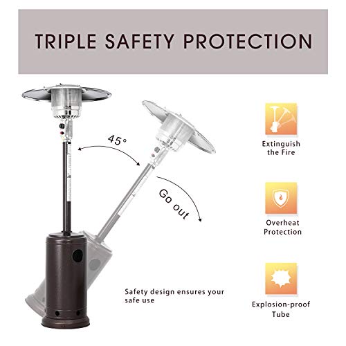 Patiomore Outdoor Propane Heater Patio Tall Standing Heater, 40000 BTU, Matte Bronze