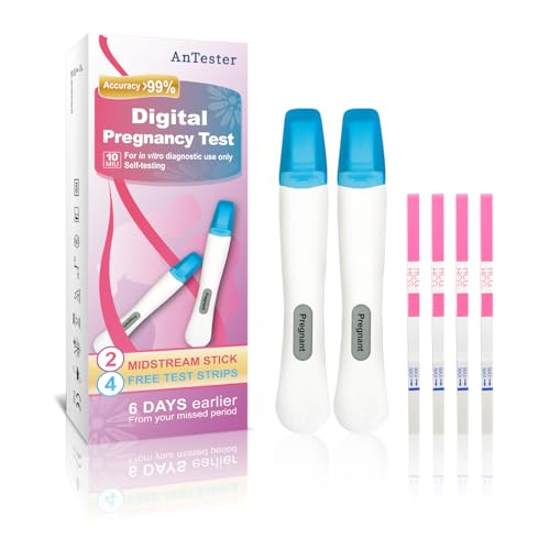 Image of 2X Early Digital Pregnancy Test Kit + 4X hcg Test Strips 10mIU /mL,at-Home Pregnancy Test Kit for Women with Easy-to-Read Results