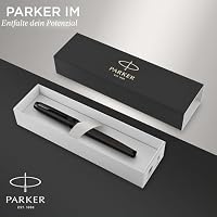 Parker IM Rollerball Tintenroller | Mattschwarz mit schwarzen Zierteilen | Feine Schreibspitze mit schwarzer Nachfüllmine | Geschenkbox – Ansicht 2
